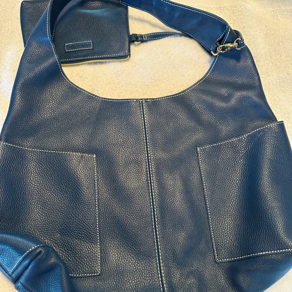 Chic Blue Leather Hobo Bag - Picture 3 of 4